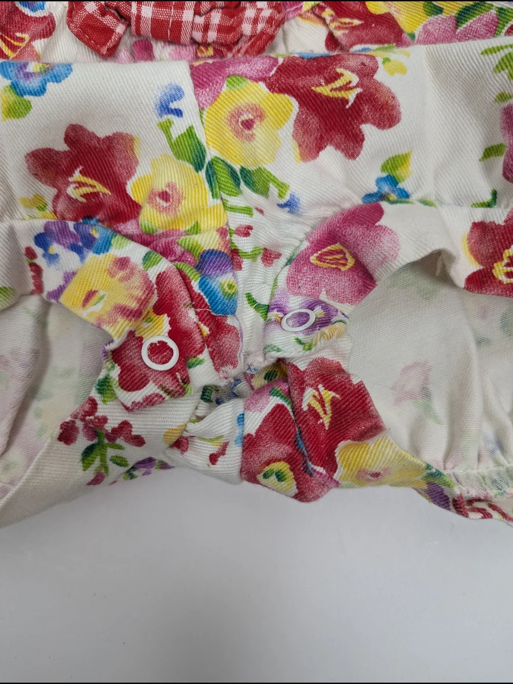 VTG 80s 90s OshKosh B'Gosh Vestback Overalls Bubble Red Floral Sz 18 Months USA